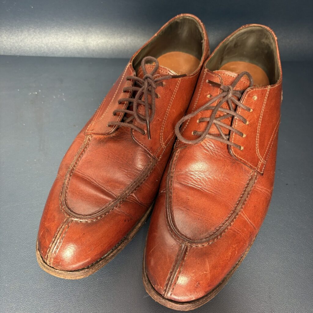 革靴 リペア前 Uチップ ブラウン 使用感あり